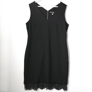 KARL LAGERFELD Black Sleeveless Lace Trim Dress - Size 12